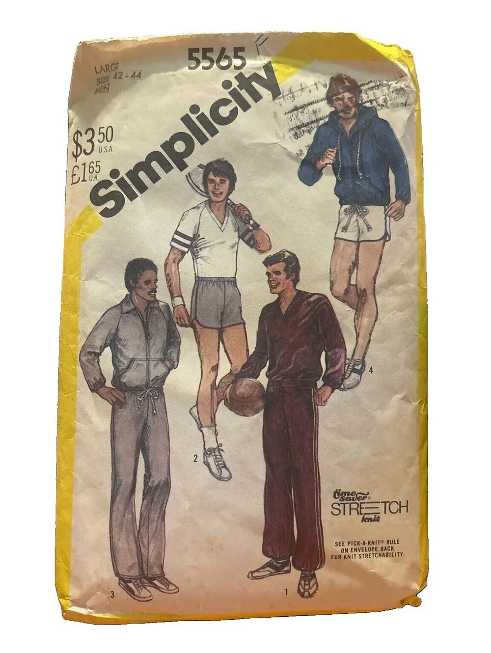 Vintage Simplicity Men’s Pants Shorts Top & Jacket Size Large 42-44 #5565 Cut